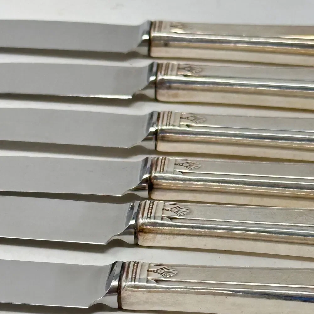 1847 Rogers Bros First Love Silverplate Dinner Knives Hollow Handle Set of 6